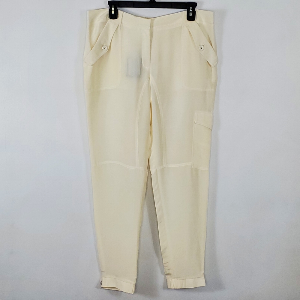 MAGASCHONI Cream Silk Blend Cargo Joggers 12 NWT